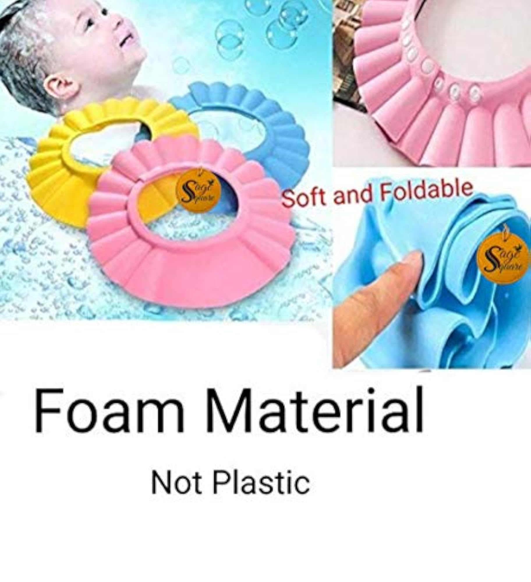 Adjustable Baby Shower Cap with Ear Protector, Pack of 2